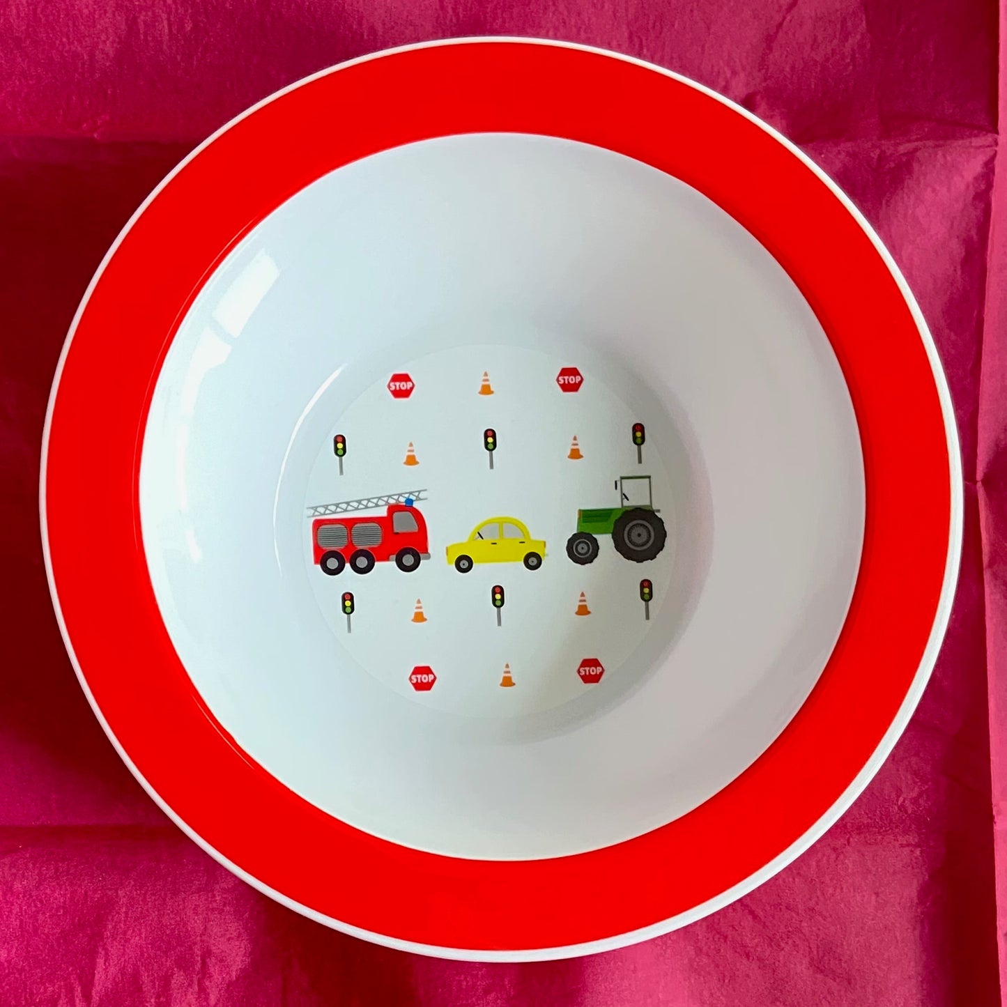 Reusable Bowl featuring Cars and Trucks design