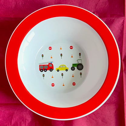 Reusable Bowl featuring Cars and Trucks design