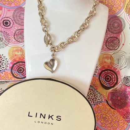 Signature Links of London Necklace & Silver Heart. 89g. 46cm