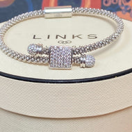 Links of London Sterling Silver Star Dust Toggle Square Bracelet with a magnetic clasp