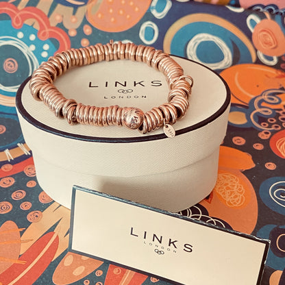 Links of London Iconic Sterling Silver Sweetie Bracelet with 18kt Gold Vermeil, size Medium 16cm