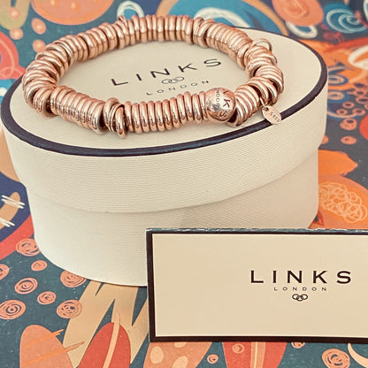Links of London Iconic Sterling Silver Sweetie Bracelet with 18kt Gold Vermeil, size Medium 16cm