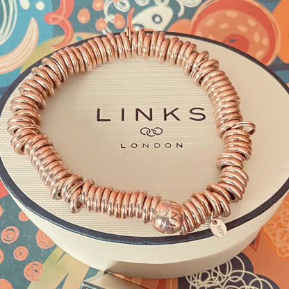 Links of London Iconic Sterling Silver Sweetie Bracelet with 18kt Gold Vermeil, size Medium 16cm
