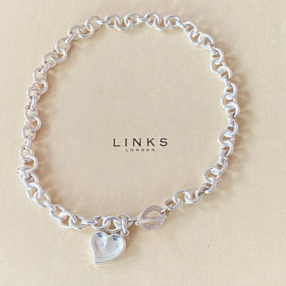 Signature Links of London Necklace Silver Heart. 43.5cm