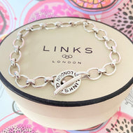 Authentic Links of London Sterling Silver Signature T-bar Bracelet