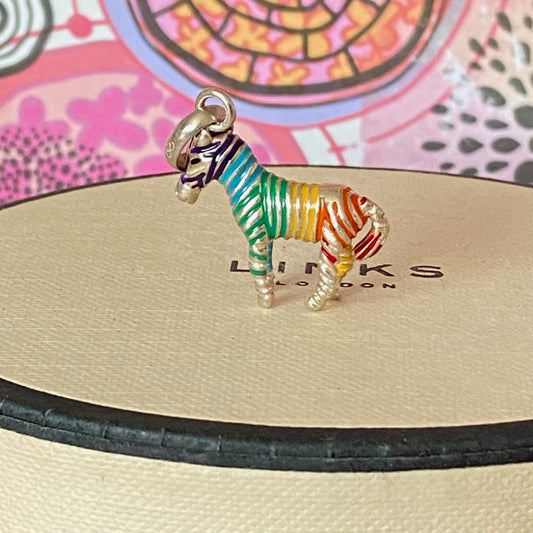 Links of London Enamel Rainbow Zebra charm.