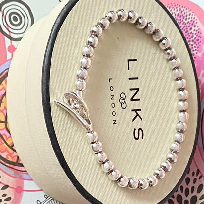 Links of London Vintage Sterling Silver T bar Orbit  Ball Bracelet - 19cm