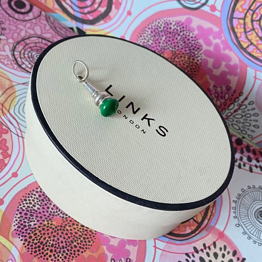 Preloved Sterling Silver Links of London Annoushka Charm with Green Enamel