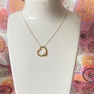 Delicate 9ct Gold Floating Heart Pendent Necklace