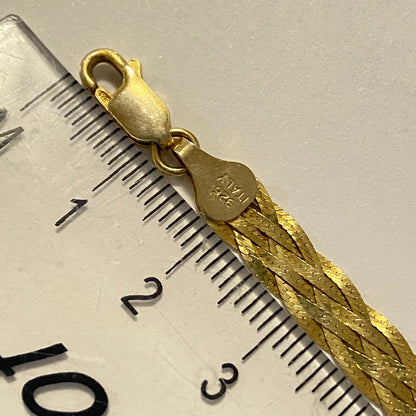 Italy 925 Gold Plated 6 Strand Braided Woven Herringbone chain Bracelet