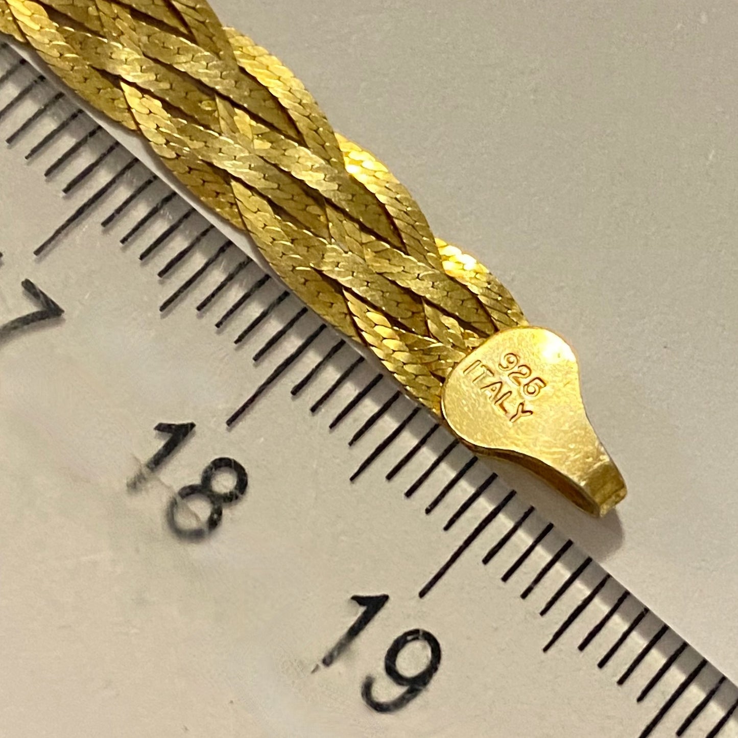 Italy 925 Gold Plated 6 Strand Braided Woven Herringbone chain Bracelet