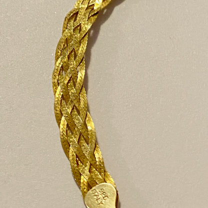 Italy 925 Gold Plated 6 Strand Braided Woven Herringbone chain Bracelet