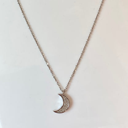 Links of London White Sapphire Moon Crescent Necklace