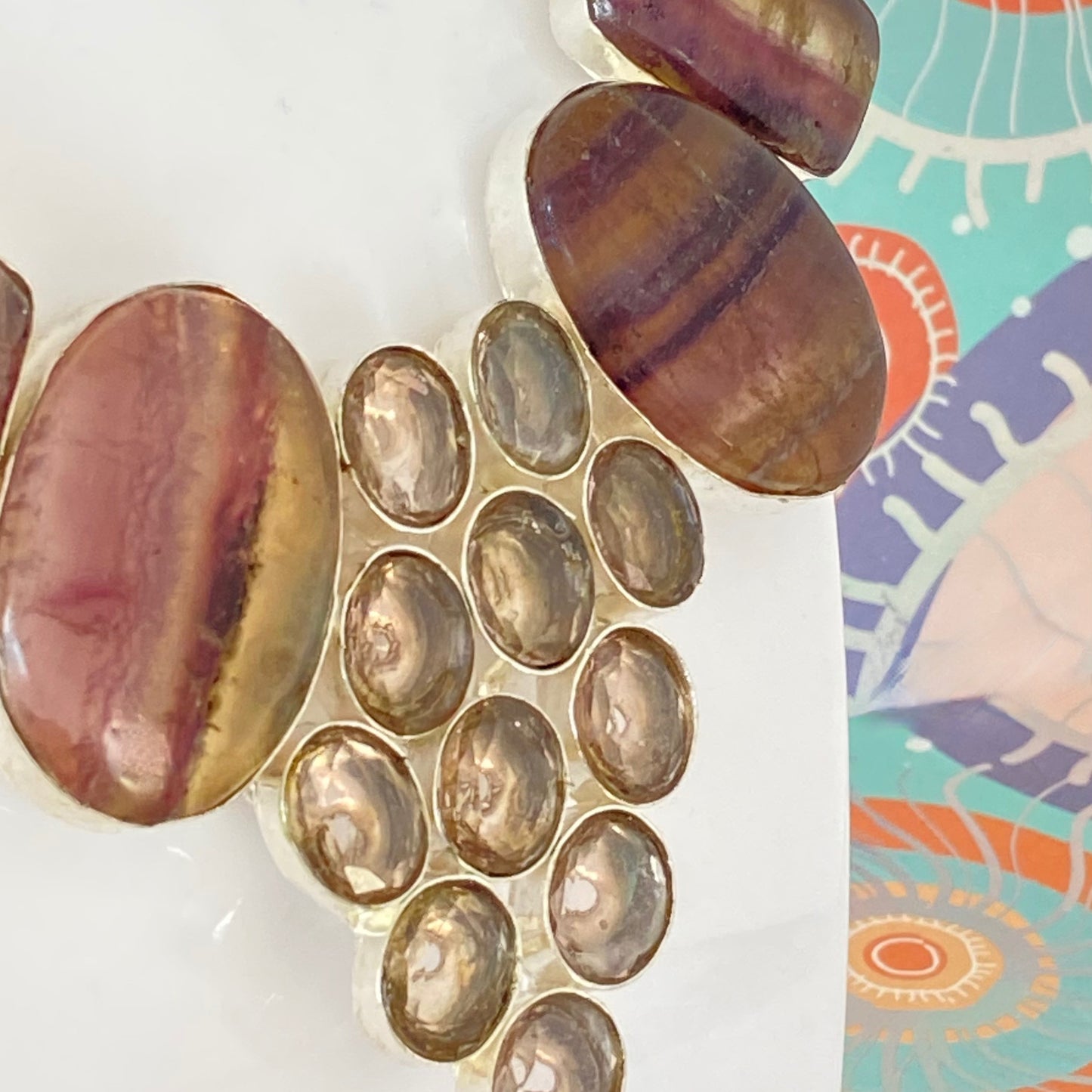 Stunning Fluorite Rainbow Crystal Gemstone Necklace