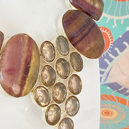 Stunning Fluorite Rainbow Crystal Gemstone Necklace