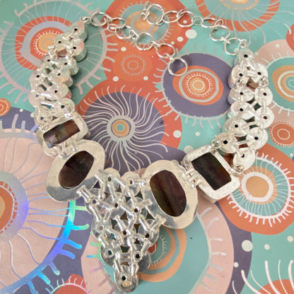 Stunning Fluorite Rainbow Crystal Gemstone Necklace