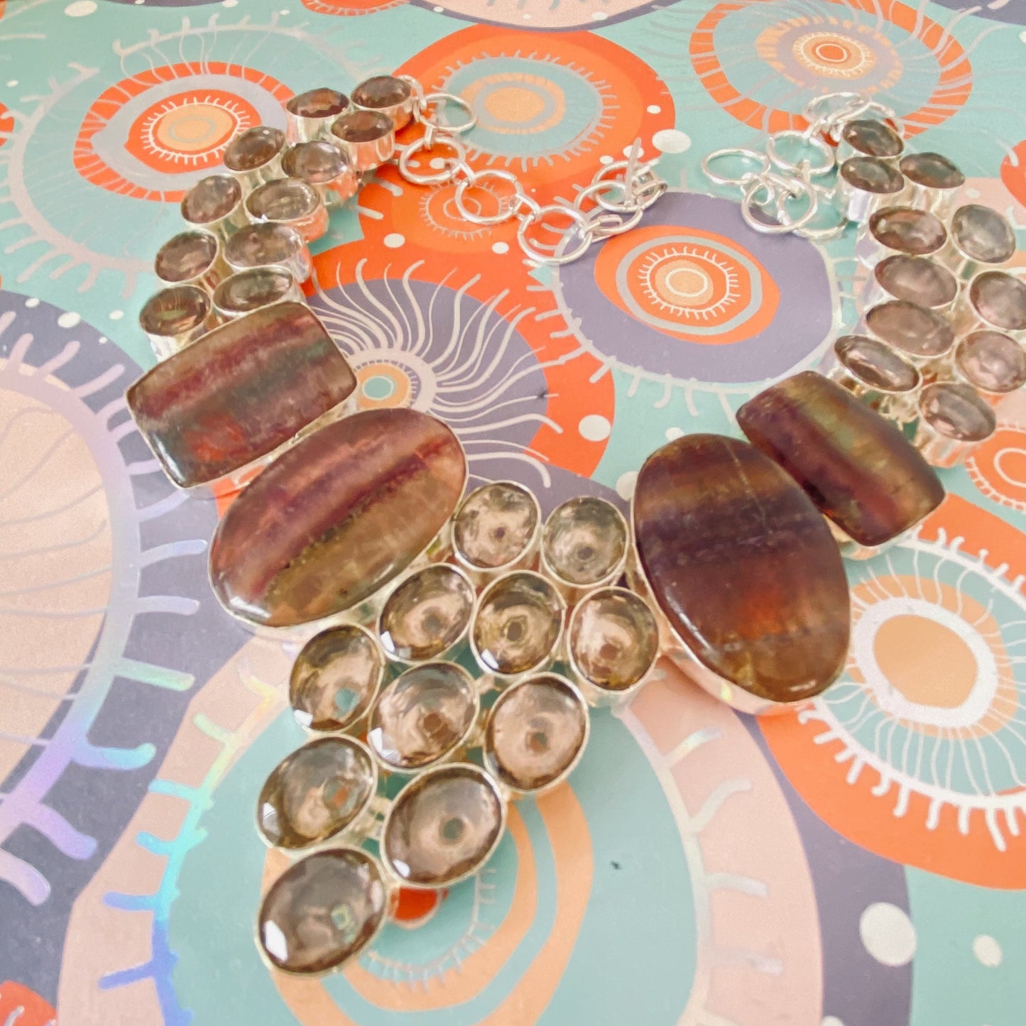 Stunning Fluorite Rainbow Crystal Gemstone Necklace