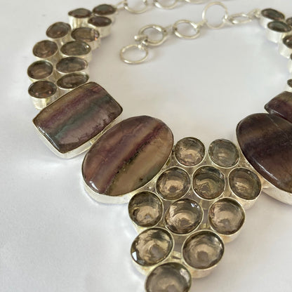 Stunning Fluorite Rainbow Crystal Gemstone Necklace