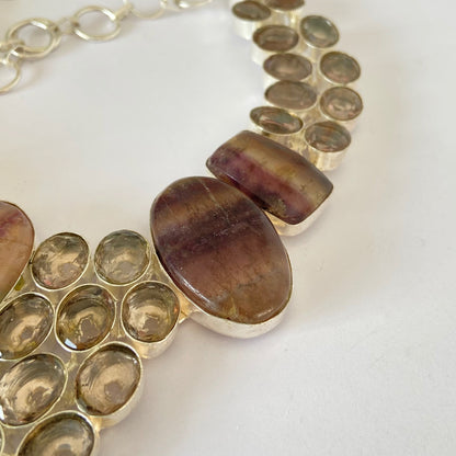 Stunning Fluorite Rainbow Crystal Gemstone Necklace