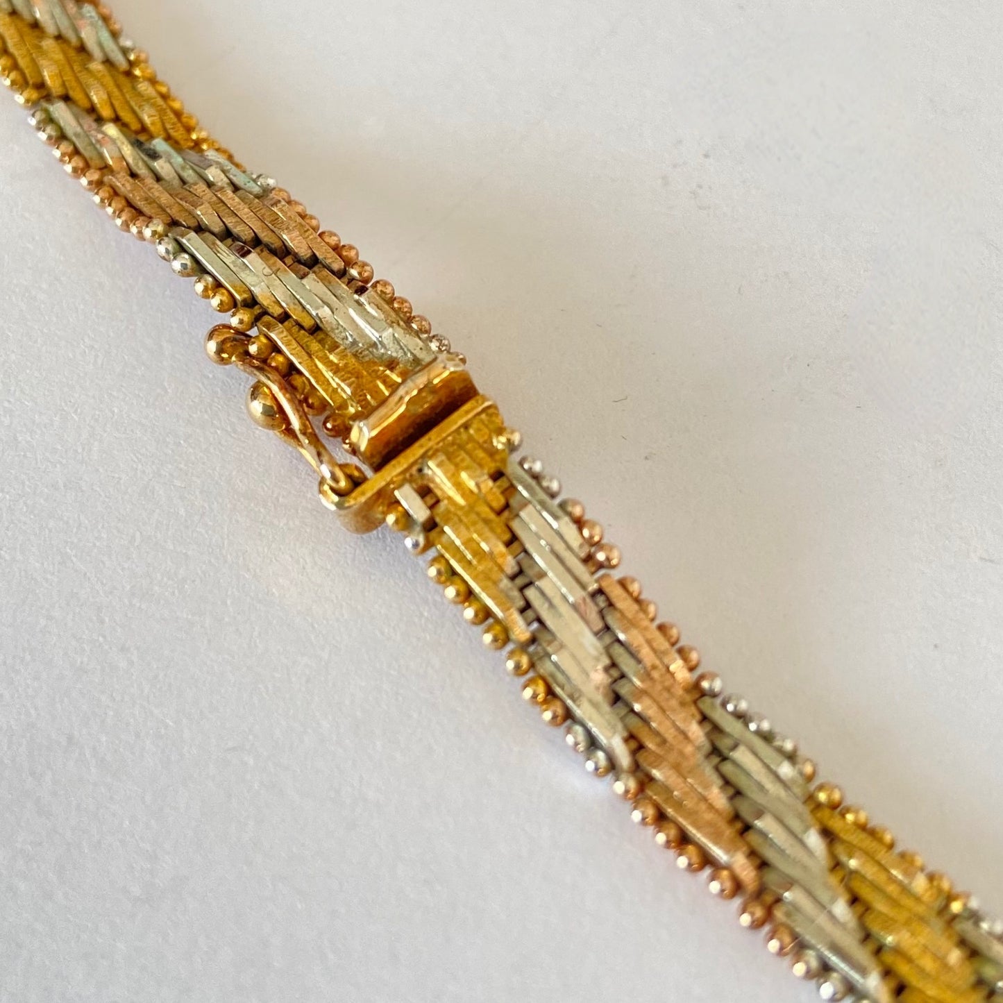 Tri Colour Sterling Silver Chevron Link Vintage 1980's Made in Italy Necklace