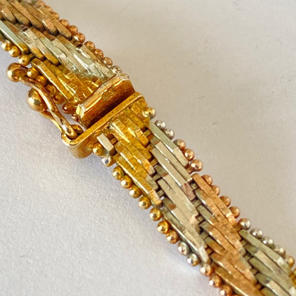 Tri Colour Sterling Silver Chevron Link Vintage 1980's Made in Italy Necklace