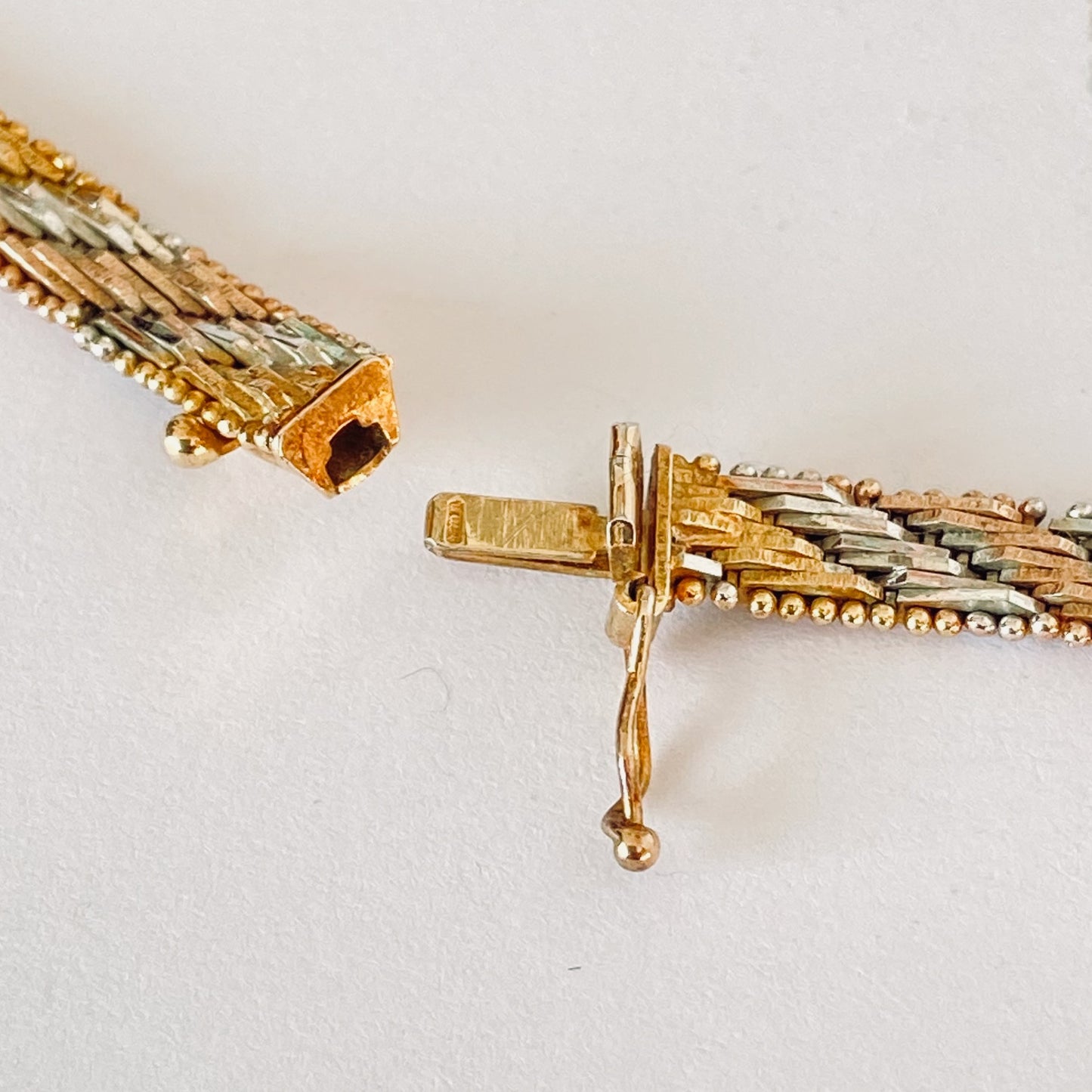 Tri Colour Sterling Silver Chevron Link Vintage 1980's Made in Italy Necklace