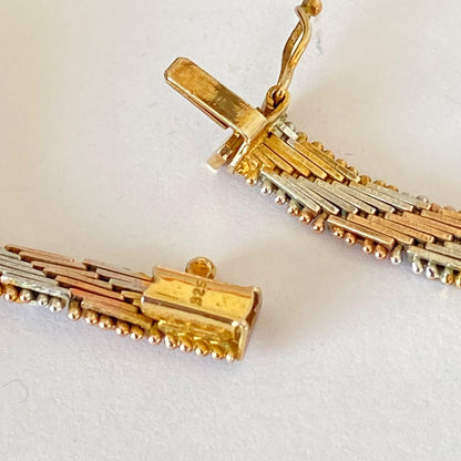 Tri Colour Sterling Silver Chevron Link Vintage 1980's Made in Italy Necklace