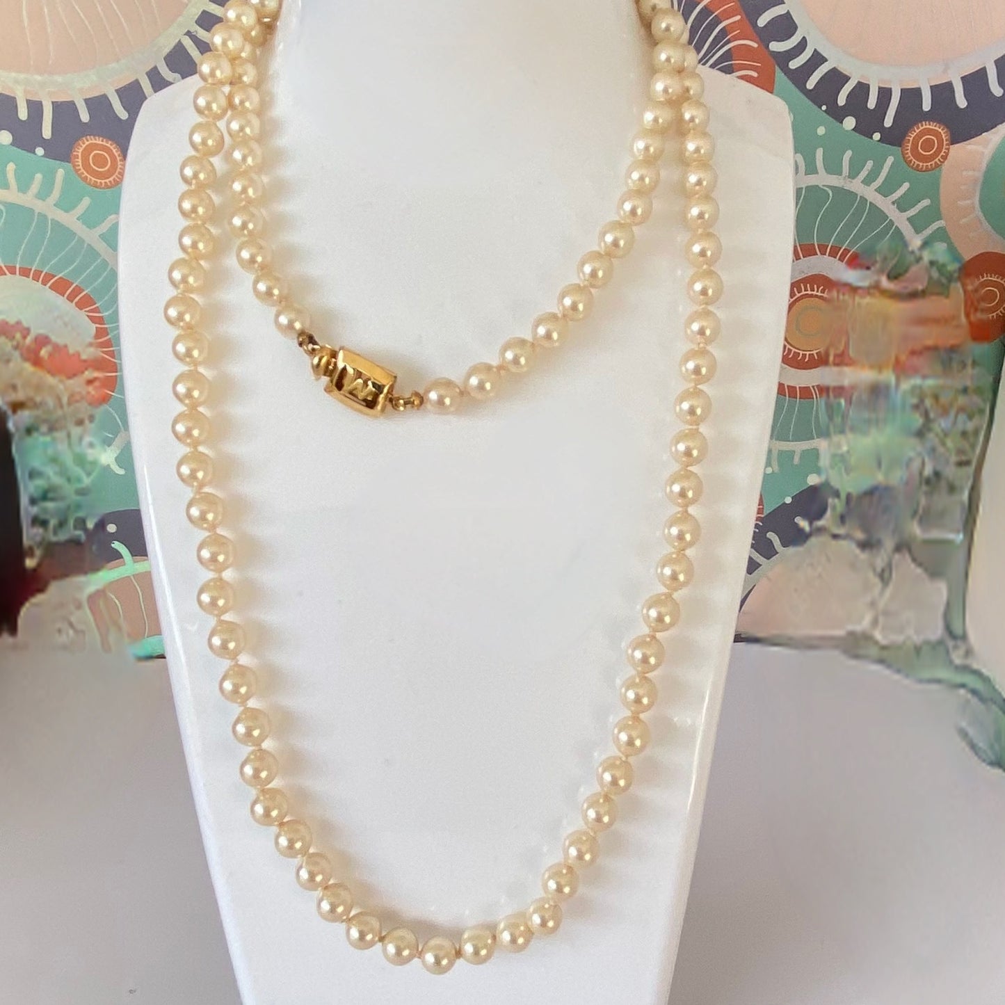 Monet single row faux pearls, vintage costume jewellery