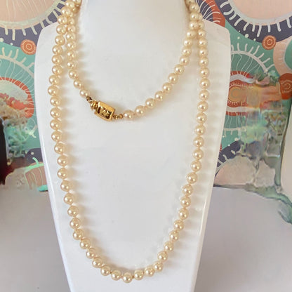 Monet single row faux pearls, vintage costume jewellery