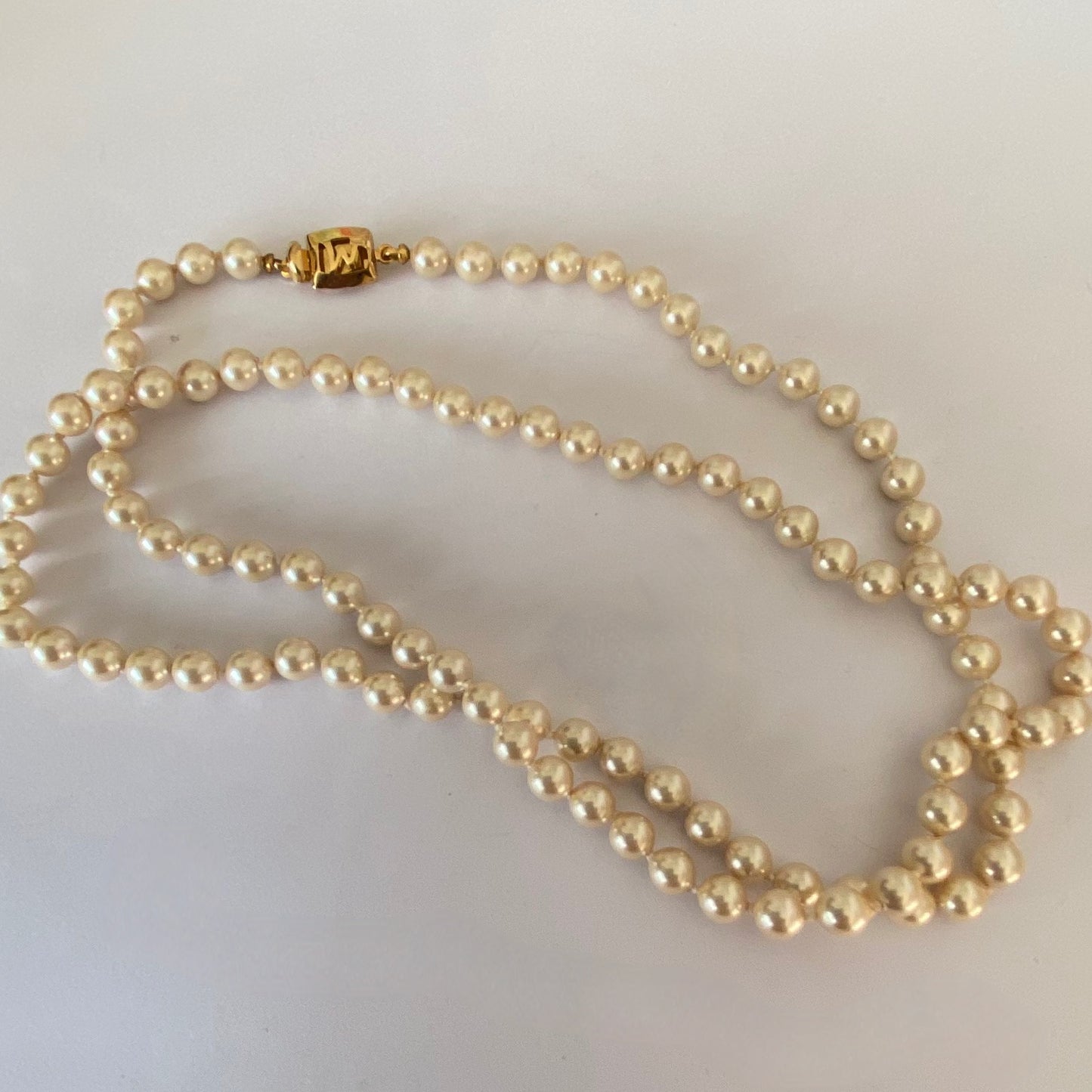Monet single row faux pearls, vintage costume jewellery