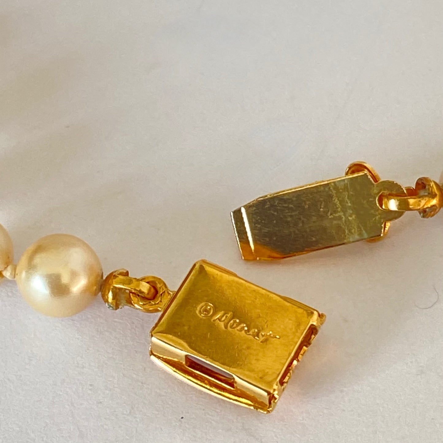 Monet single row faux pearls, vintage costume jewellery