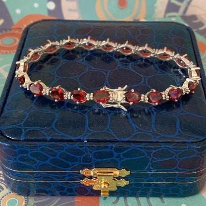QVC Garnet Sterling Silver Tennis bracelet