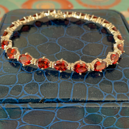 QVC Garnet Sterling Silver Tennis bracelet