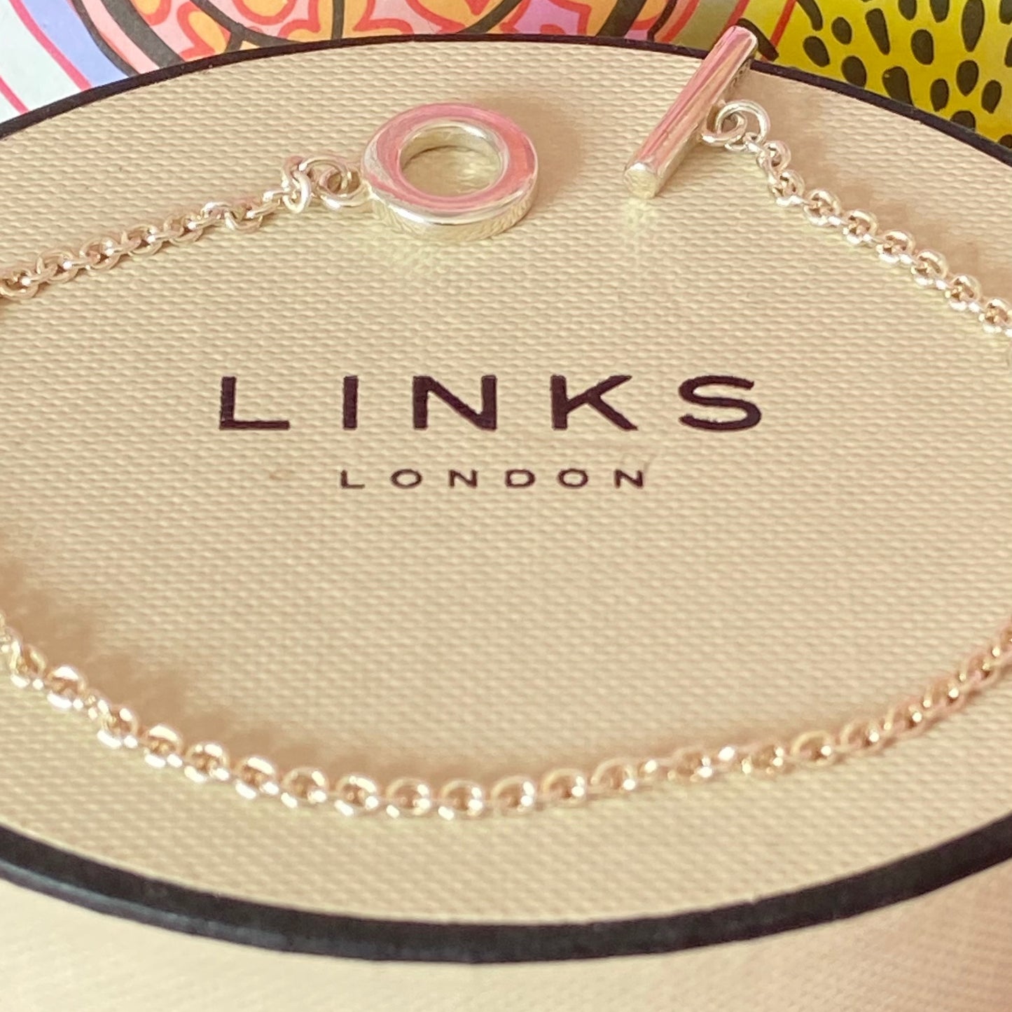 Delicate Sterling Silver Belcher Links of London Bracelet with T bar clasp