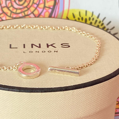 Delicate Sterling Silver Belcher Links of London Bracelet with T bar clasp