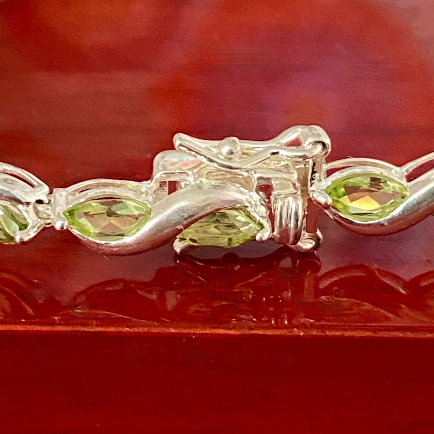 Sterling Silver Tennis Bracelet with Green Citrine Crystal Gemstones