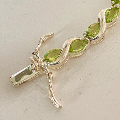 Sterling Silver Tennis Bracelet with Green Citrine Crystal Gemstones
