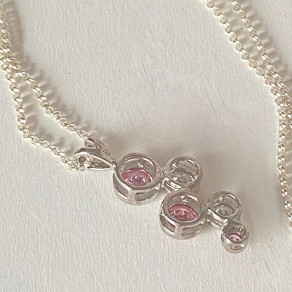 Necklace with stunning Pink and Clear Pendent crafted from Sterling Silver