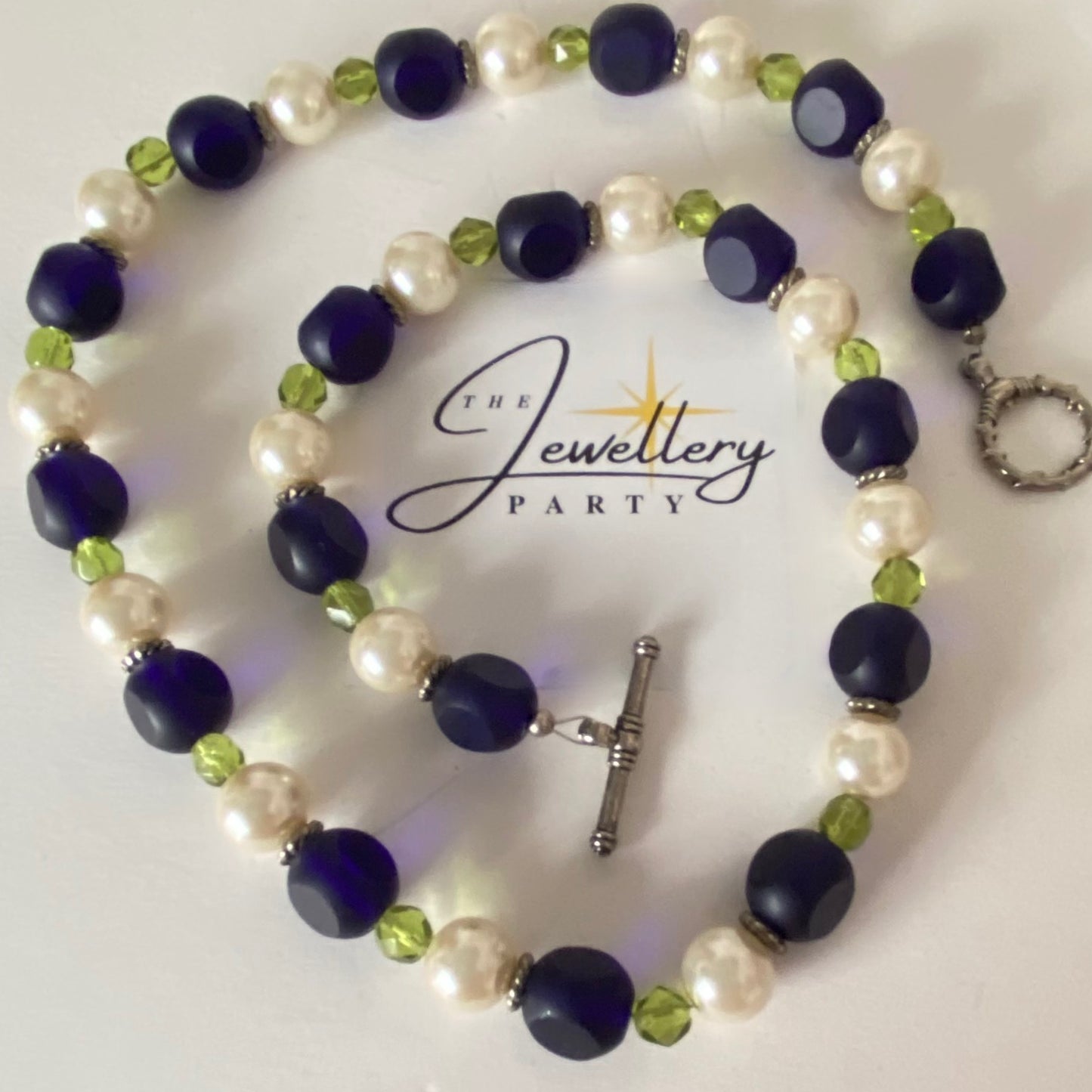 Beaded Necklace with Glass beads and faux pearls