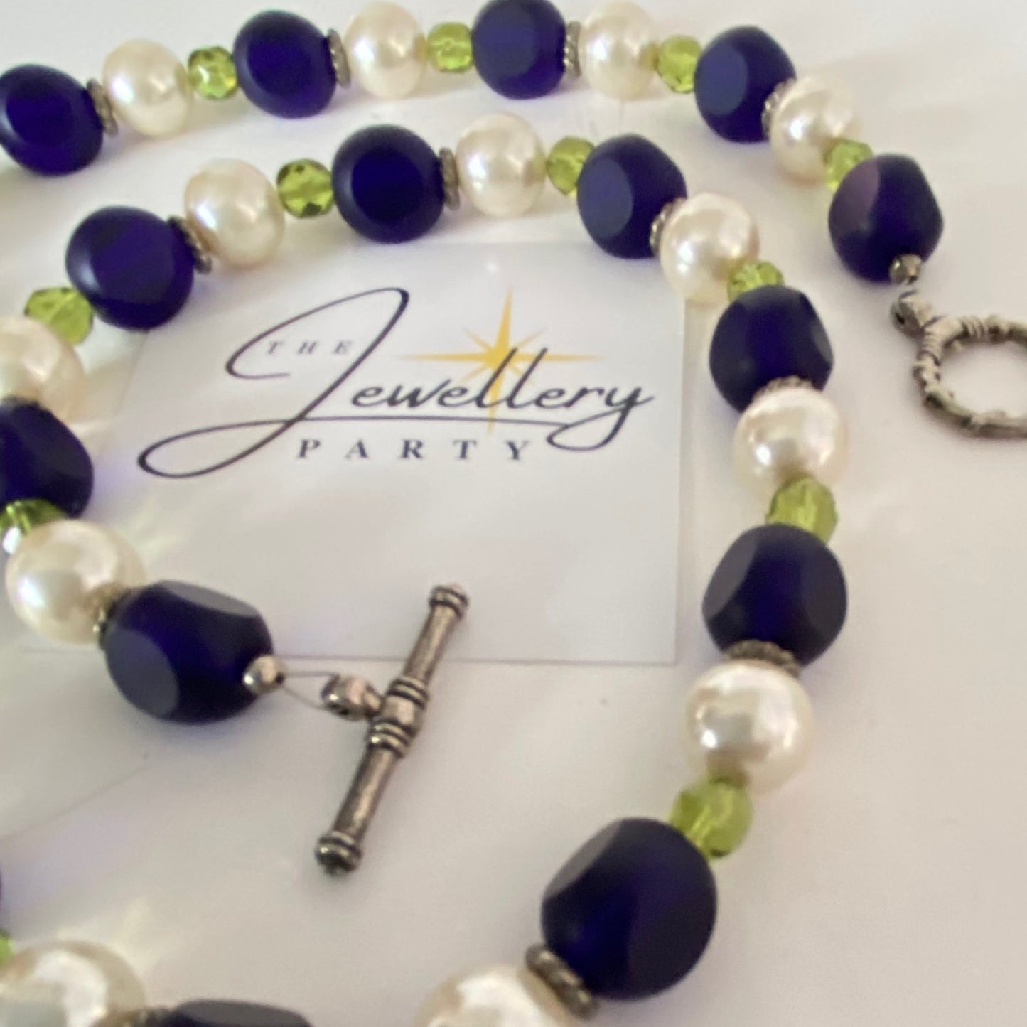 Beaded Necklace with Glass beads and faux pearls