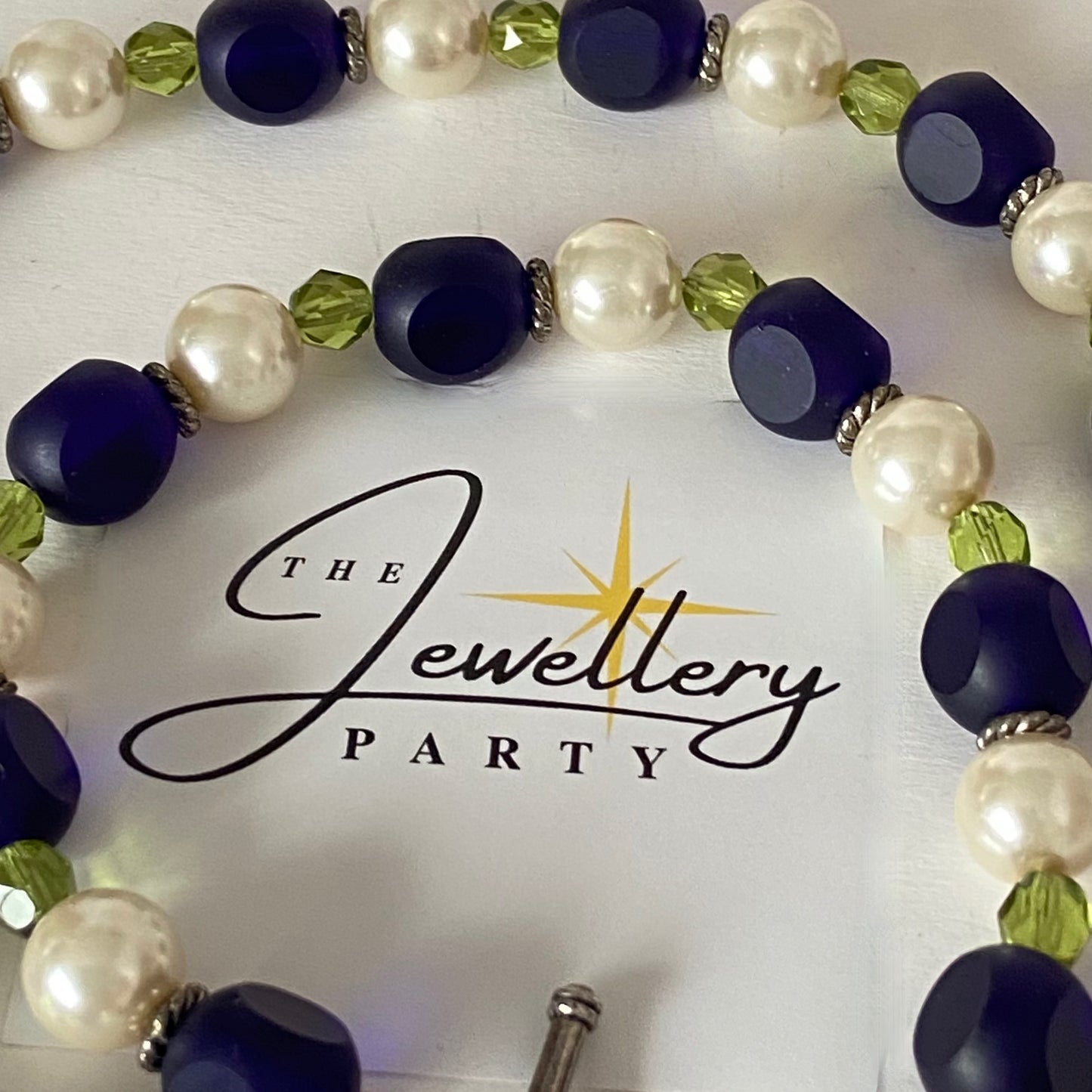 Beaded Necklace with Glass beads and faux pearls