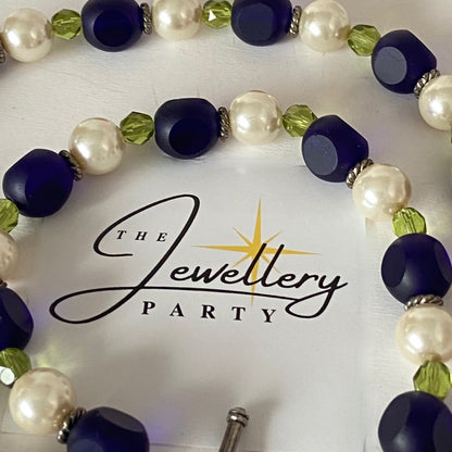 Beaded Necklace with Glass beads and faux pearls