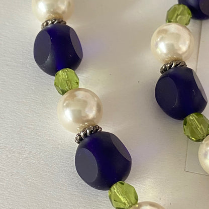 Beaded Necklace with Glass beads and faux pearls