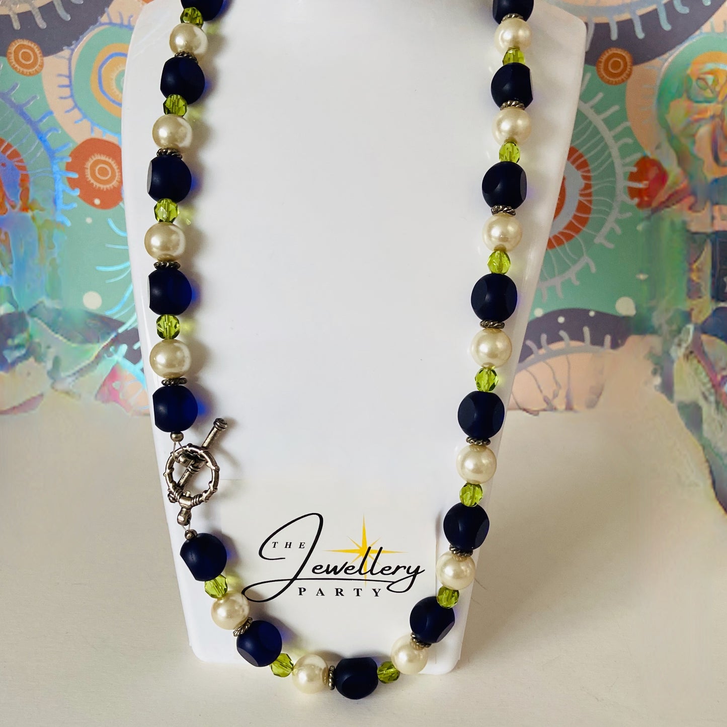 Beaded Necklace with Glass beads and faux pearls