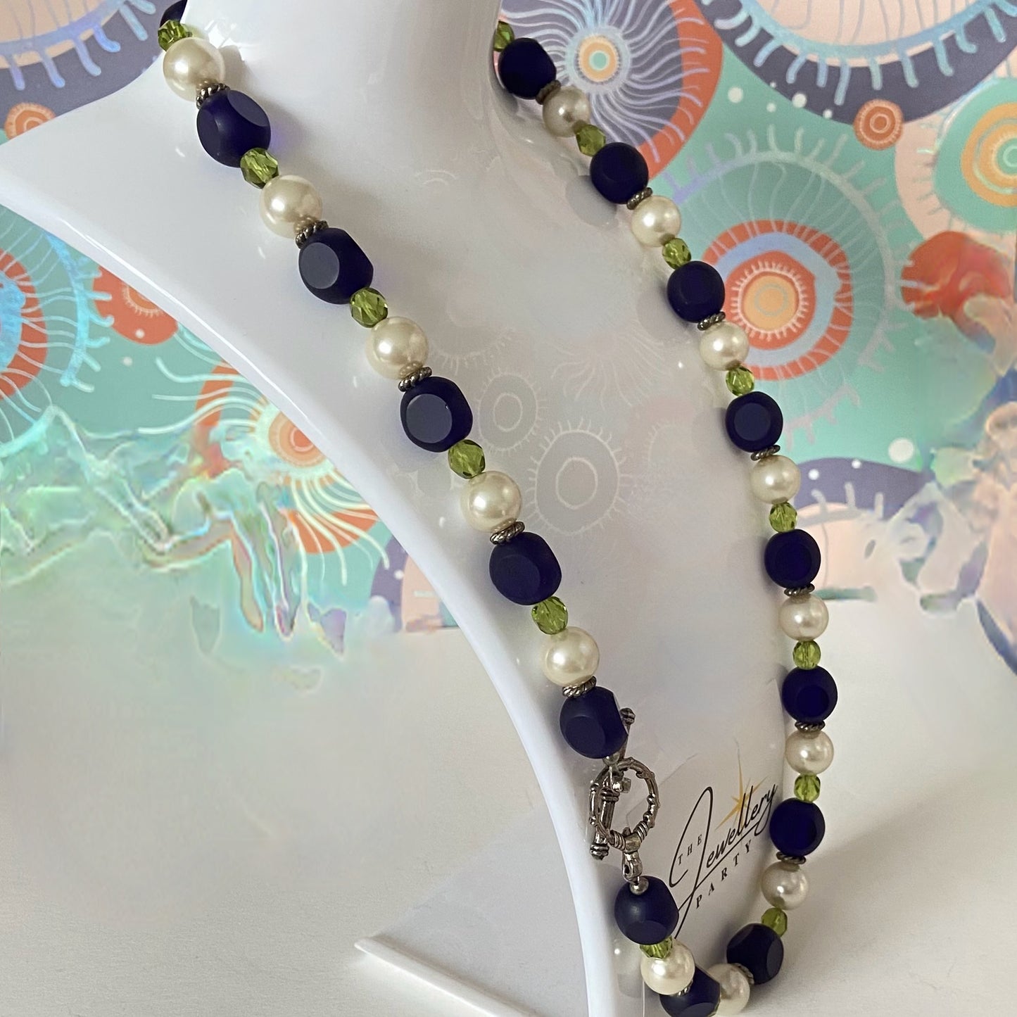 Beaded Necklace with Glass beads and faux pearls