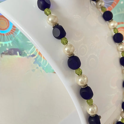 Beaded Necklace with Glass beads and faux pearls