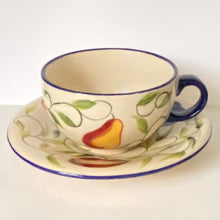Load image into Gallery viewer, Pear, Plumb and Peach Design Coffee cup and Saucer by London Pottery

