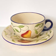 Pear, Plumb and Peach Design Coffee cup and Saucer by London Pottery