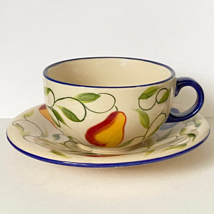 Pear, Plumb and Peach Design Coffee cup and Saucer by London Pottery
