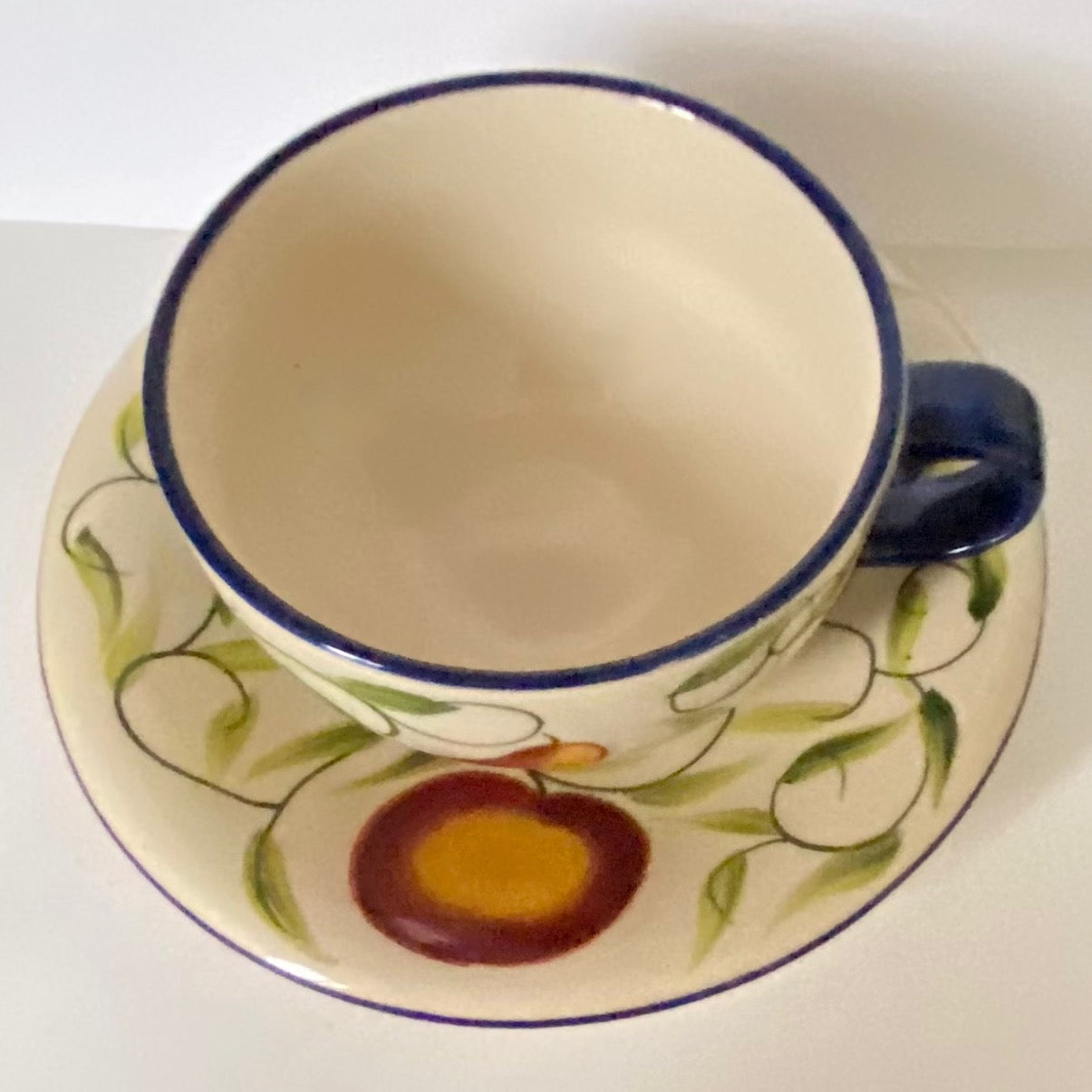 Pear, Plumb and Peach Design Coffee cup and Saucer by London Pottery